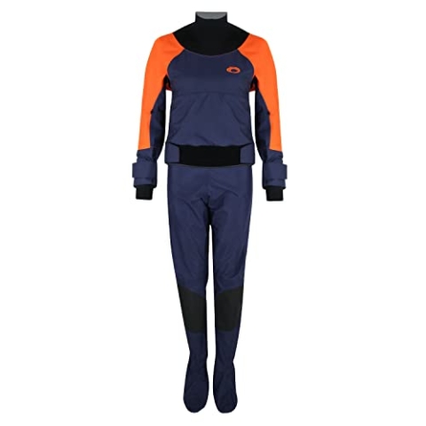 Typhoon Damen Hendra Hinge Zip Drysuit Dry Suit & Underfleece - Orange Navy - Atmungsaktive, Bequeme interne Hosenträger
