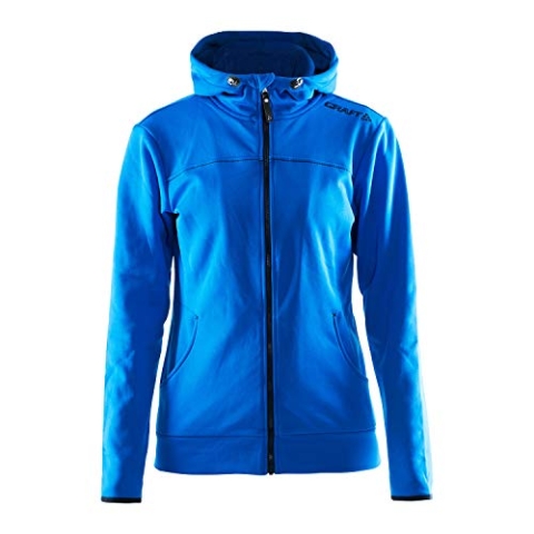 Craft Damen Freizeitjacke mit durchgehendem Reißverschluss, Trainingsjacke mit Kapuze, Schwedenblau, Größe XS