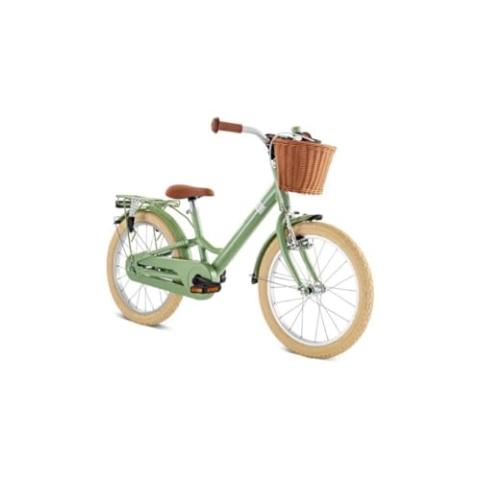 PUKY YOUKE Classic 18 | Kinderfahrrad 18 Zoll | Kinderfahrrad ab 5 Jahren | Retro Fahrrad für Kinder mit Korb & Rücktritt | Höhenverstellbar & leicht | Made in Germany | Retro Green