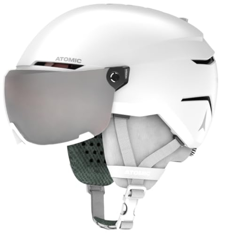 ATOMIC SAVOR VISOR JR Skihelm mit Visier - Weiß - Größe XS - Für Kinder & Jugendliche - Max. Stoßdämpfung - Active Aircon Belüftung - Brille mit High End-Verspiegelung, 48-52 cm