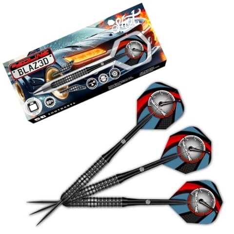 Shot! Redline Blazed Steeldarts 28g – 80% Tungsten Präzisionsdarts mit Schwarzer Titanbeschichtung