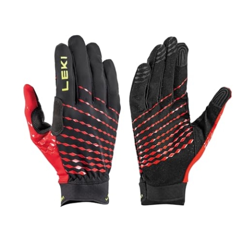 LEKI Ultra Trail Breeze Handschuhe, Black-red-Neonyellow, EU 8
