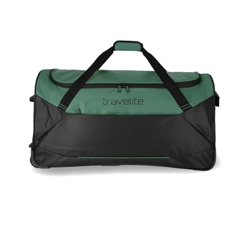 travelite Trolley Reisetasche mit Rollen aus wasserabweisendem Material, Basics Weichgepäck Rolltasche mit großem Hauptfach, 71 cm, 97 Liter