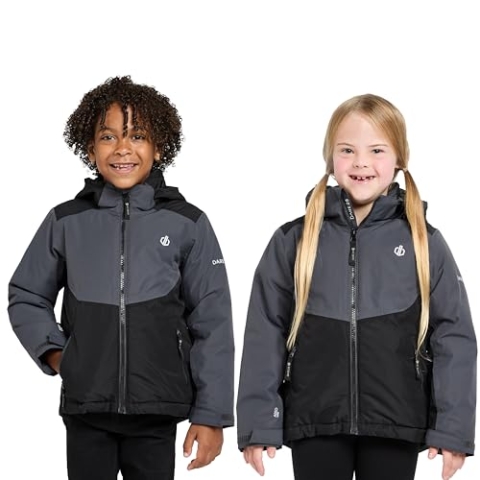 Dare 2b Impose III Jacket Kinder-Skijacke, wasserdichtes und atmungsaktives Recyclingmaterial, Schneefang, getapte Nähte, 2 untere Reißverschlusstaschen, verstellbare technische Kapuze