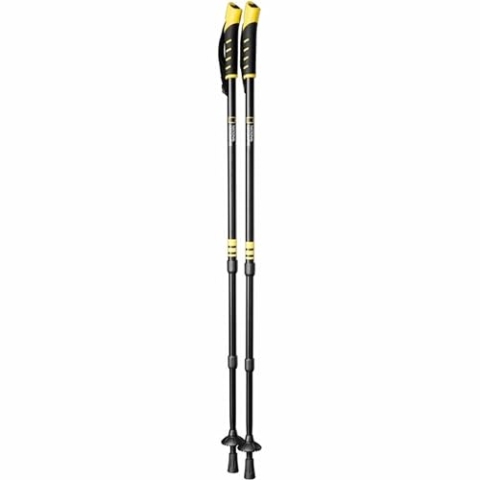 National Geographic Trekkingstöcke, Wandern | Verstellbare Anti-Shock Gehstöcke aus Aluminium | Ergonomischer Griff mit Schlaufe für sicheren Halt | Schwarz und Gelb, AL0070