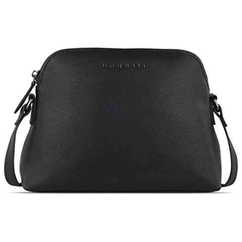 bugatti Bella kleine Schultertasche aus Leder, Damen-Umhängetasche small in schwarz
