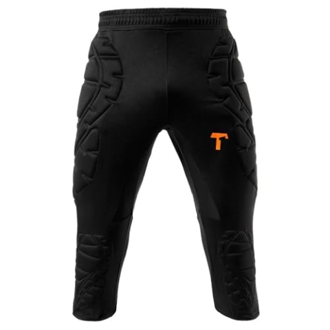 T1TAN 3/4 Torwarthose schwarz- 100% Polyester - Gepolstert an der Hüfte und an den Knien - Optimal für Trainingseinheiten - Größe L