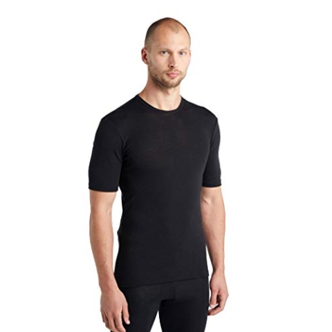 Icebreaker Herren Everyday Kurzärmeliges Crewe T-Shirt - Funktionsshirt Herren - 100% Merinowolle Base Layer - Black, XL