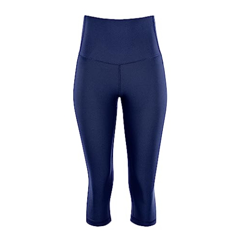 Winshape Damen Functional Comfort 3/4 -Tights Hwl217c “high Waist” Mit V-Shape Applikation Und Core-Bund Leggings, Dark-Blue, XXL EU