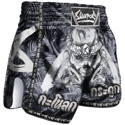 8 Weapons Muay Thai Shorts, Bone Island, schwarz (L)