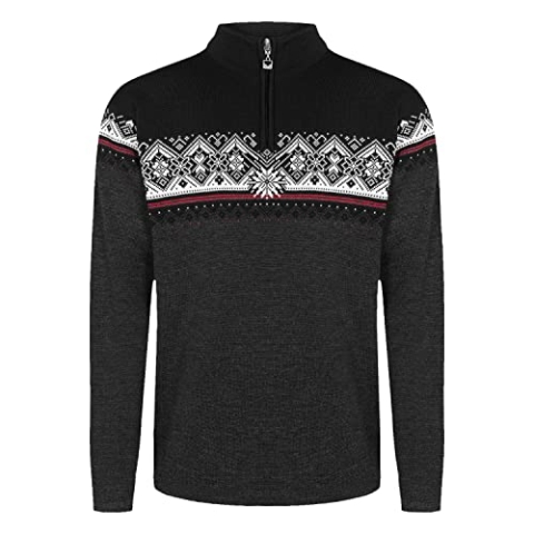 Dale of Norway Herren Pullover ST. Moritz Masculine Sweater, Dark Charcoal/Raspberry/Black/Off White, L