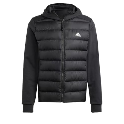 adidas Herren Essentials Hybrid Down Hooded Jacket, Black, 3XL