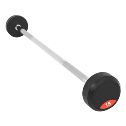 GORILLA SPORTS® Gummi Langhanteln - 10kg, 12,5kg, 15kg, 20kg, 25kg, 30kg, 35kg, 40kg, 45kg, 50kg Gewichte, mit/ohne Ablage, Stange verchromt und gerändelt - Rubber Barbells, Hantelset, Langhantel Set