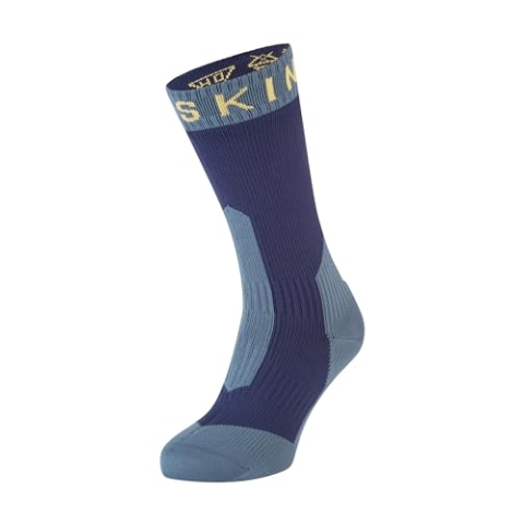 SEALSKINZ Unisex Extrem Kaltes Wasser Wasserdichte Socken – Mittellang, Blau/Gelb, XL
