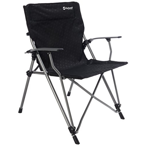 Outwell 470044 Goya Campingstuhl mit einer Tragkraft von 100 Kg, Polyester, Schwarz, 13 x 30 x 110 cm,