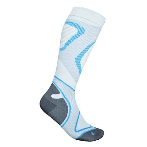 BAUERFEIND Laufsocken Run Performance Compression Socks, 1 Paar Sportsocken (38-40 / M, Blau-Weiß)