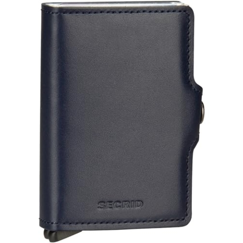 Secrid Geldbörse Twinwallet Original: Rindsleder, Blau, Unisex, RFID-geschützt, Zweifach gefaltet, 4 Kartenfächer, 1 Scheinfach