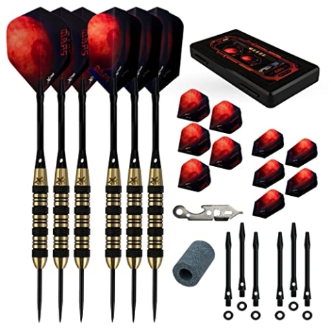 XQ Max Mars, Steel Tip Darts, Dart Set, Ring Grip, SchwarzeDart Flights, Dart Shafts & Dart Tasche