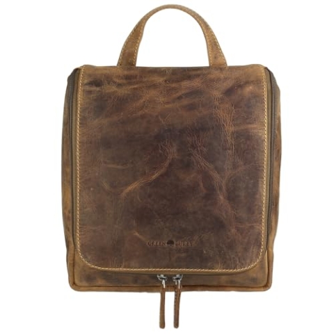 Greenburry - Vintage Kosmetiktasche Rindsleder Reisezubehör 1735-25, Braun, Einheitsgröße, Braun, Einheitsgröße, braun, one Size
