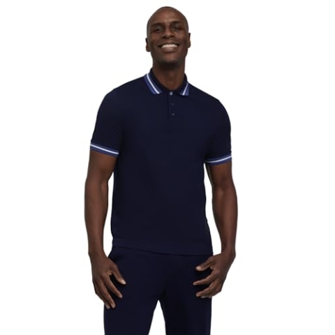 FALKE Herren Polohemd Basic Polo Shirt M PL Baumwolle weich hautfreundlich 1 Stück, Blau (Space Blue 6116), L
