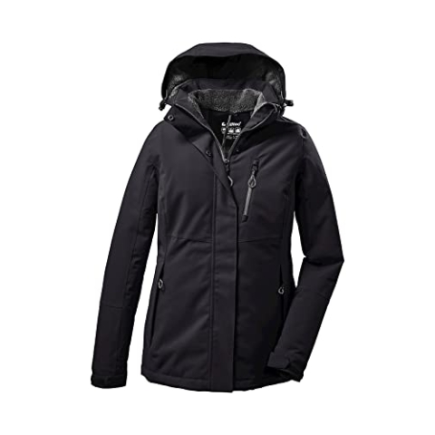 Killtec Damen Outdoorjacke Funktionsjacke mit abzippbarer Kapuze KOW 140 WMN Jckt wasserdicht, Winddicht, atmungsaktiv 00200-schwarz 52