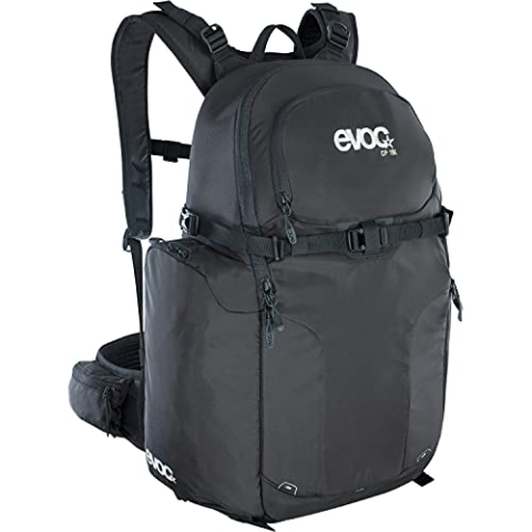 EVOC CP 18l Outdoor Kamera Rucksack für professionelles Fotoequipment (Gepolstert, ergonomisches Tragesystem, Gurtsystem für Eisäxte, Ski, Snowboard oder Stativ, inkl. Regenschutz), Schwarz