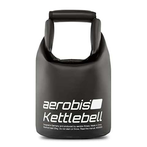 aerobis® Fitness Kettlebell | verstellbare Kugelhantel 1-25kg | variabel befüllbar mit Sand oder Stahlschrot | Ergonomisch, gepolstert, bodenschonend