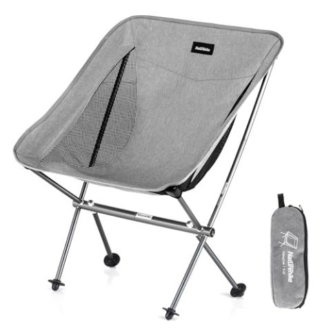 Naturehike Tragbarer Campingstuhl Ultraleichter Klappstuhl, Schnelle Demontage und Montage, Zum Angeln, Picknick, Outdoor, Wandern (Grau)