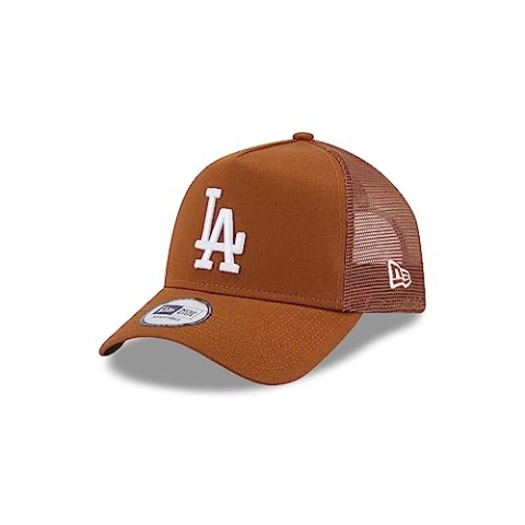 New Era Los Angeles Dodgers MLB League Essential Brown A-Frame Adjustable Trucker Cap - One-Size