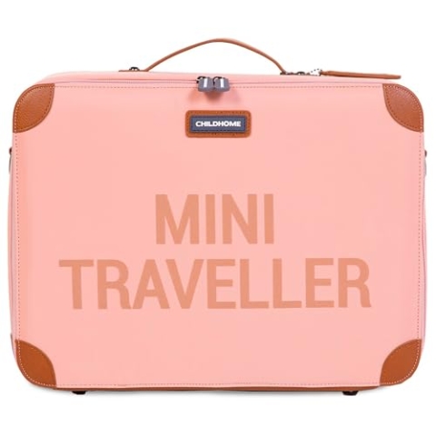 Childhome, Koffer für Kinder, Wochenende, Kabinenformat, kompakt, robust, Henkel für Transport, Namensschild, Design, Kunstleder, Mini Traveller Rosa/Kupfer