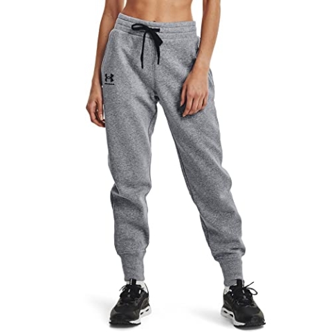 Under Armour Damen Rival Fleece Joggers Hose, Steel Medium Heather / Black Black, M EU