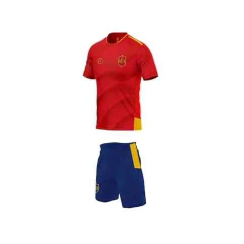 RFEF Mini-Set, Nachbildung der spanischen Fußballnationalmannschaft, Trikot und Hose der spanischen Nationalmannschaft für Kinder, 100 % Polyester, spanische Fußballnationalmannschaft 2024, Größe 8