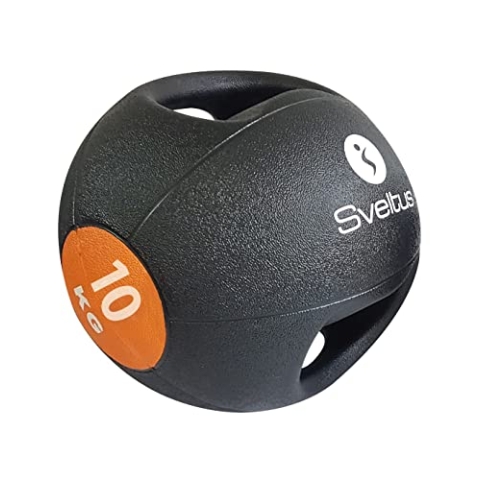 Sveltus Medizinball mit Griffen, 10 kg, schwarz/orange