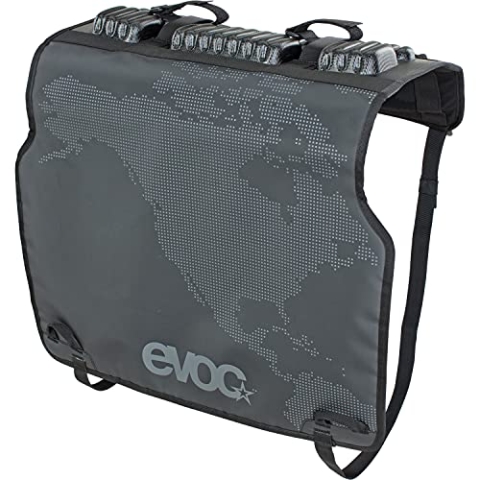 EVOC TAILGATE PAD DUO für Fahrradtransport im Pickup (Fahrradträger ohne Anhängerkupplung, Fixierung von 2 Bikes, Schnellzugriff zum Ladeklappenhebel, Bike - & Heckklappenschutz), Schwarz
