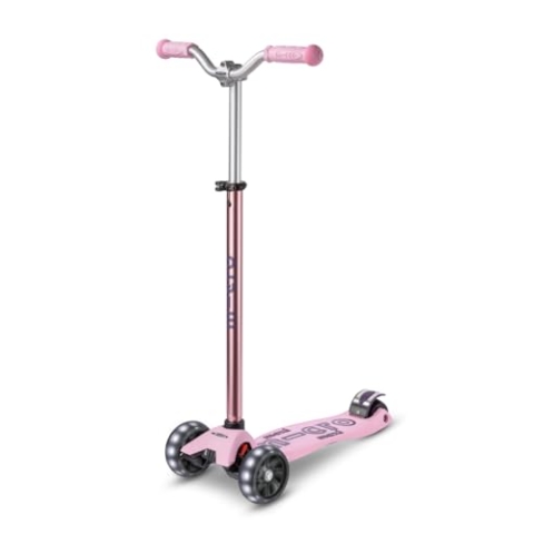 Maxi micro™ Deluxe Pro LED | Das ORIGINAL | Kinder Roller ab 5 Jahren | Premium Kinderroller von 5-7 Jahre | Lenker höhenverstellbar | Kickboard Scooter | 5 6 7 Jahre (Rose)