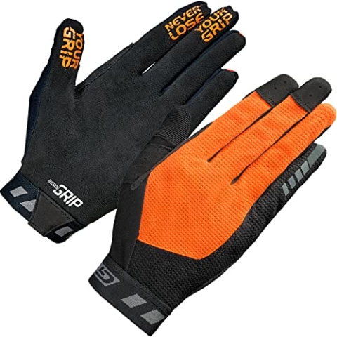 GripGrab Unisex Adult Gripgrab Vertical Insidegrip Langfinger Profi Mtb Ungepolsterte Rutschfeste Vollfinger Fahrrad Handschuhe Sommer, Orange Hi-Vis, M EU