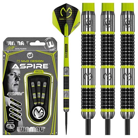 WINMAU Michael Van Gerwen MvG Aspire 24g Profi Wolfram Steeltip Dartpfeile Set mit Flights und Schäfte