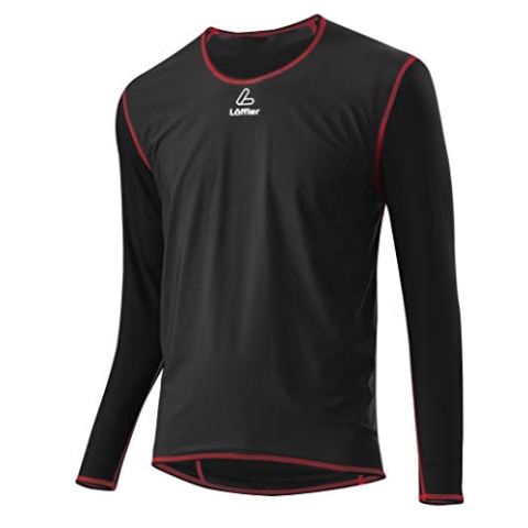 LÖFFLER Herren HR. Windstopper Shirt LA TRANSTEX Light, Schwarz/Rot, 50