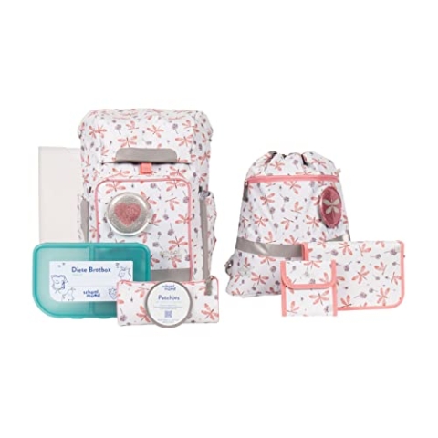 SCHOOL-MOOD - Softbag Schulranzen Set Dragonfly, 8-teilig - Rebel Air+ - inkl. Zubehör - Schultasche Jungen & Mädchen - Schulrucksack für Kinder in der 1. bis 4. Klasse - Dragonfly (Nordic Collection)