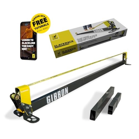 Gibbon SlackRack Classic | Indoor Slackline-System | 2m oder 3m Aufbaulänge | 5cm Breit | Höhe 30cm | Gummierte Füße | Balance-Training & Fitness | Bruchlast 40Kn | Perfekte Freizeitbeschäftigung