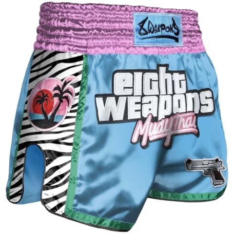 8 Weapons Muay Thai Shorts, Miami Thai, blau (M)