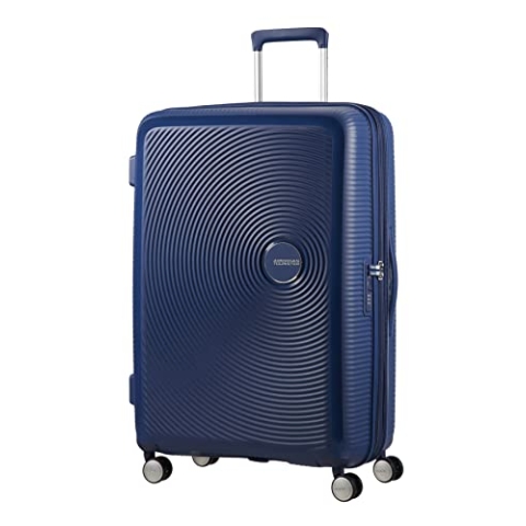 American Tourister Soundbox - Hartschalenkoffer 77 cm Groß - Trolley Koffer mit 4 Rollen, TSA-Schloss, Erweiterbar & Leicht - 97/110 L - Blau (Midnight Navy)