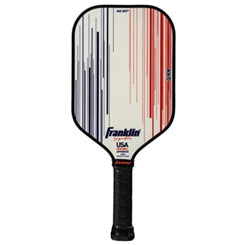 Franklin Sports Pro Pickleball-Schläger, Signature-Reihe, Pro mit MaxGrit-Beschichtung, von USA Pickleball (USAPA) für Turniere zugelassen, 16-mm-PP-Kern, weiß