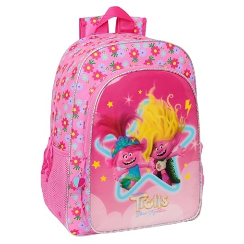 Safta TROLLS 3 Schulrucksack Kinderrucksack Kinderrucksack Kinderrucksack Trolley anpassbar ideal für Kinder im Schulalter, bequem und vielseitig, Qualität u, Rosa, Estándar, Casual