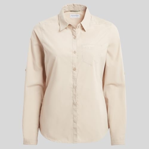 Craghoppers Damen Kiwi Ii Langarmshirt Hemd, Desert Sand, 46 EU