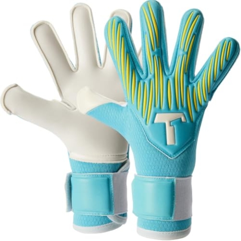 T1TAN Rebel 2.0 Sky Blue Junior (FP) - Torwarthandschuhe Kinder - Die Handschuhe für Kinder und Fußball - Mit Fingerschutz - Größe 4