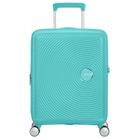 American Tourister Soundbox - Handgepäck Koffer 55 x 40 x 20/23 cm - Hartschalen Kabinentrolley für die meisten Airlines inkl. EasyJet - Erweiterbar, 4 Rollen & TSA-Schloss - 35.5/41 L - Blau