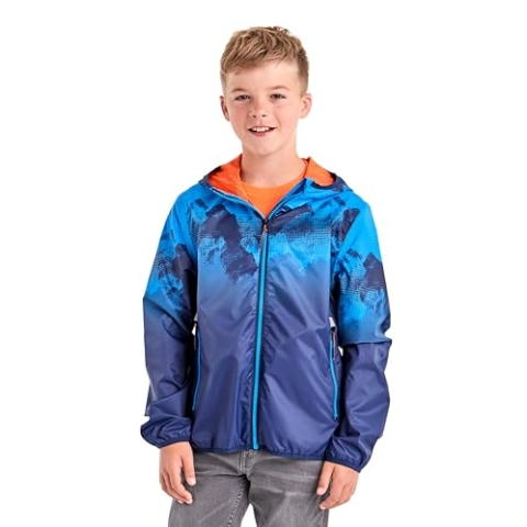 Killtec Jungen Lyse BYS JCKT B Funktionsjacke/Regenjacke mit Kapuze, packbar, neon blue, 152