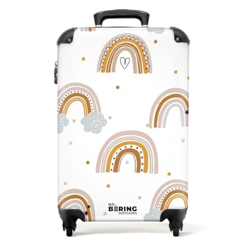 NoBoringSuitcases.com® Kinderkoffer Mädchengeschenke Handgepäck Koffer Reisetasche mit Rollen Kinder - Muster - Regenbogen - Kindertrolley mädchen Trolley Koffer klein, 55x40x20