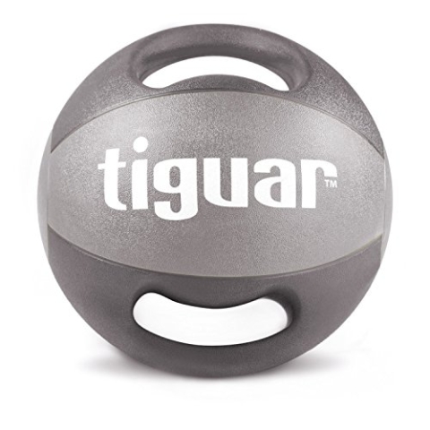 Tiguar Medizinball mit Griffen 9 kg grau/rot Gewichte Bälle Krafttraining